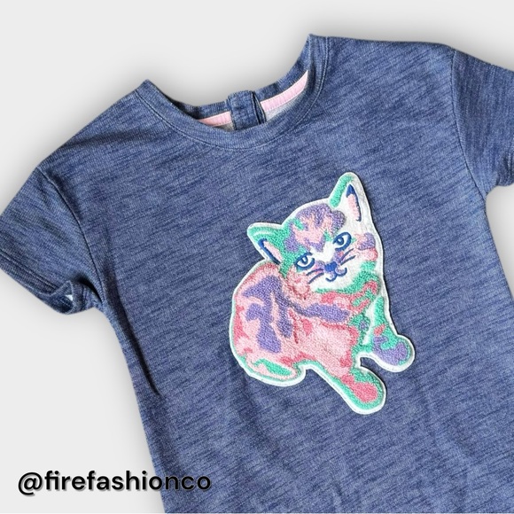 Cat & Jack Blue Dress with Colorful Cat Graphic Large L - Picture 3 of 8